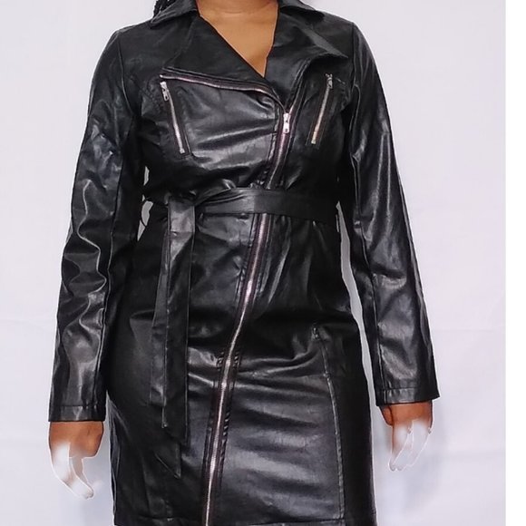 Leather Zip Dress - Picture 1 of 3